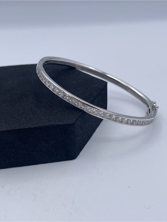 Epiphany Jewelry - Epiphany Sterling Silver 925 Diamonique Princess Cut Channel Set Platinum Clad